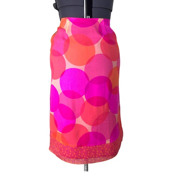 Johnny Was Dresses & Skirts - Johnny Was Bright Pink Orange Silk Skirt Size Small